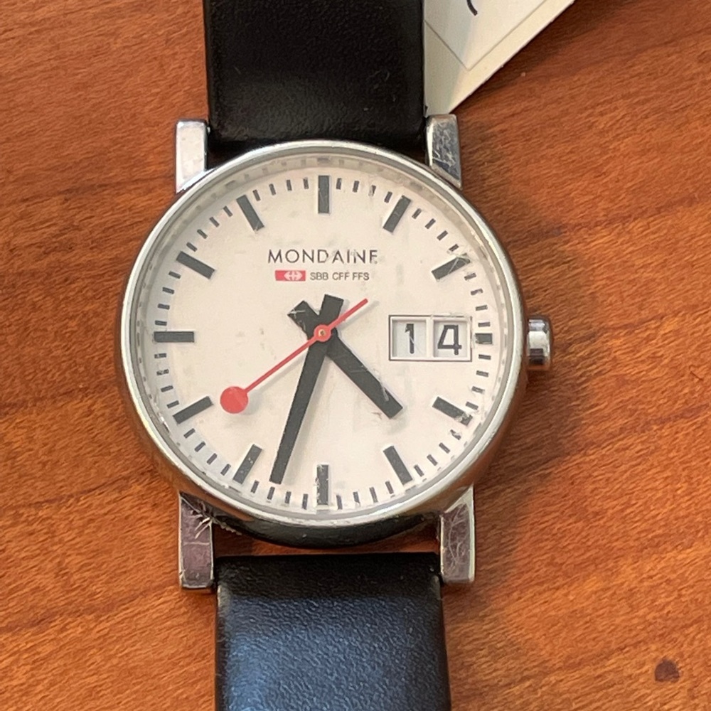 Women’s Mondaine watch with date. Band is new